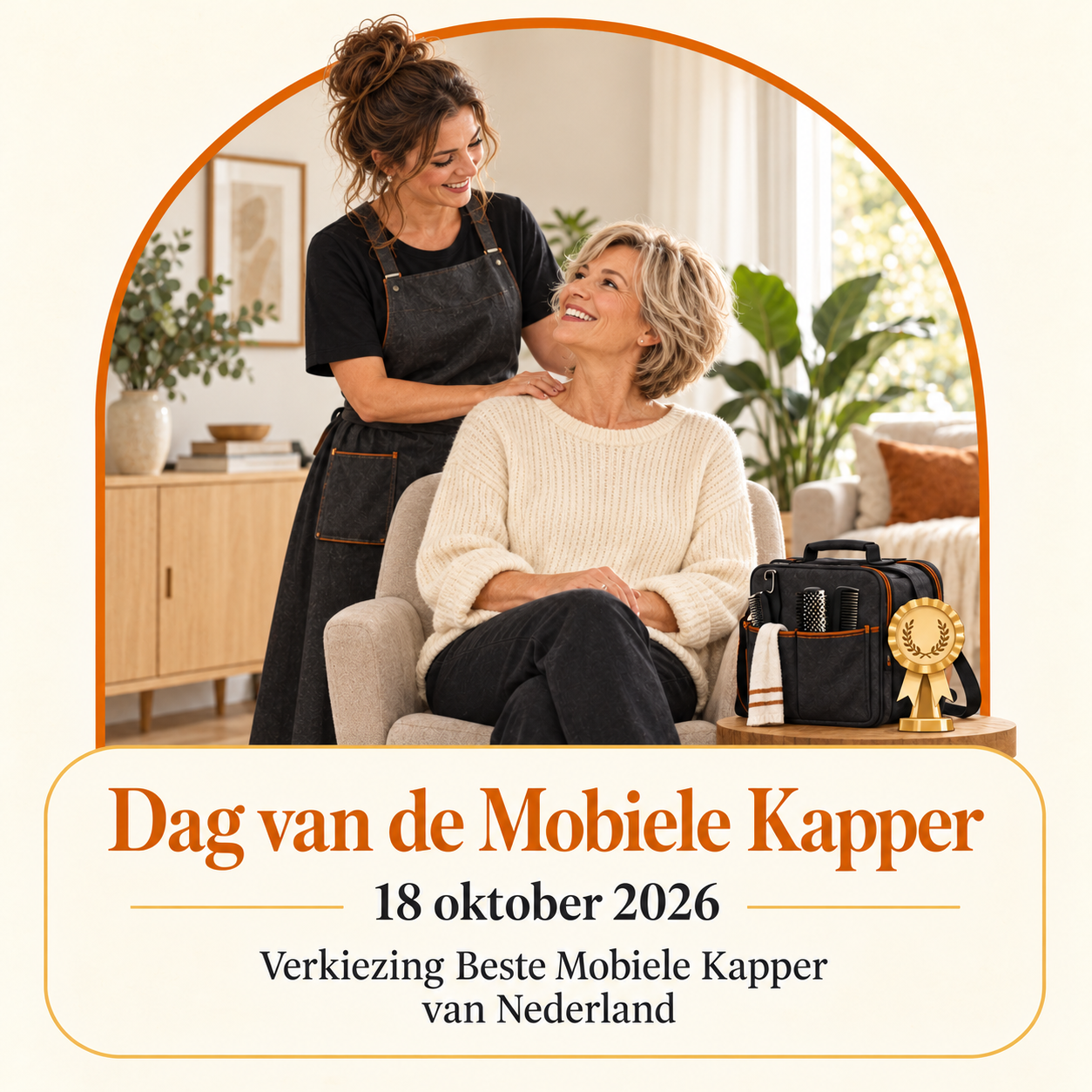 Dag van de Mobiele Kapper, 18 oktober 2026. Verkiezing Beste Mobiele Kapper van Nederland.